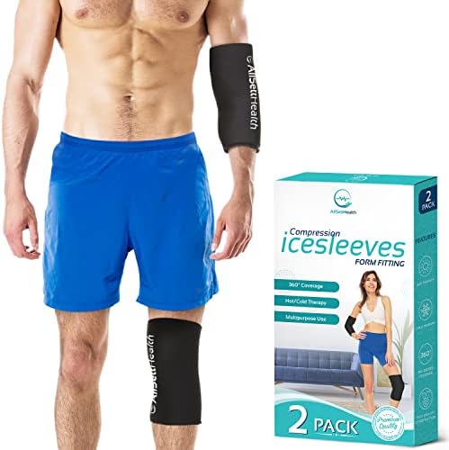 2 חבילות שרוול אריזת קרח דחיסה חמה וקרה | תמיכה בהקלה על כאבים במפרקים ושרירים, שרוול לברך, מרפק, רגליים,